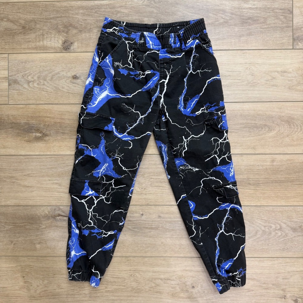 Vintage 90s V.I.P. Lightning Print Cargo Jogger Pants 9/10 Streetwear Grunge